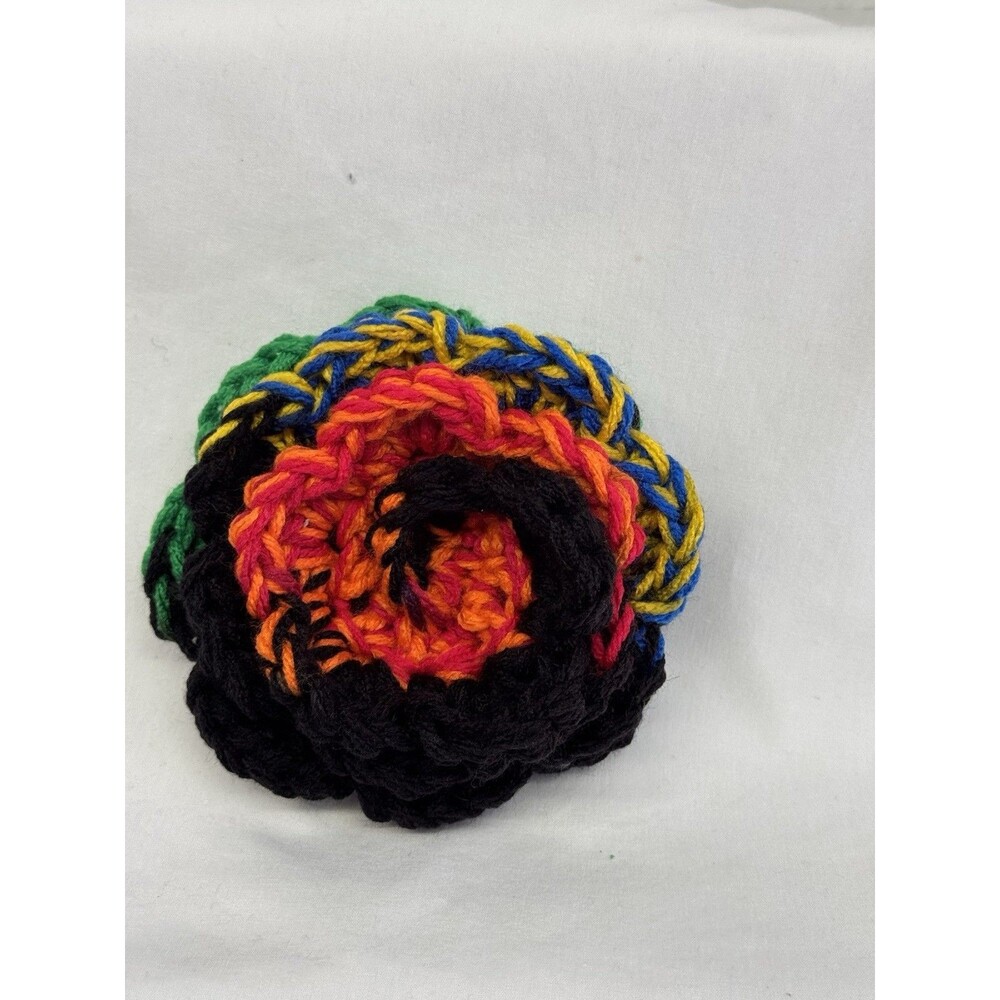 Crochet Flower Handmade New Multicolored Appliqué Decor DIY Craft Project Piece